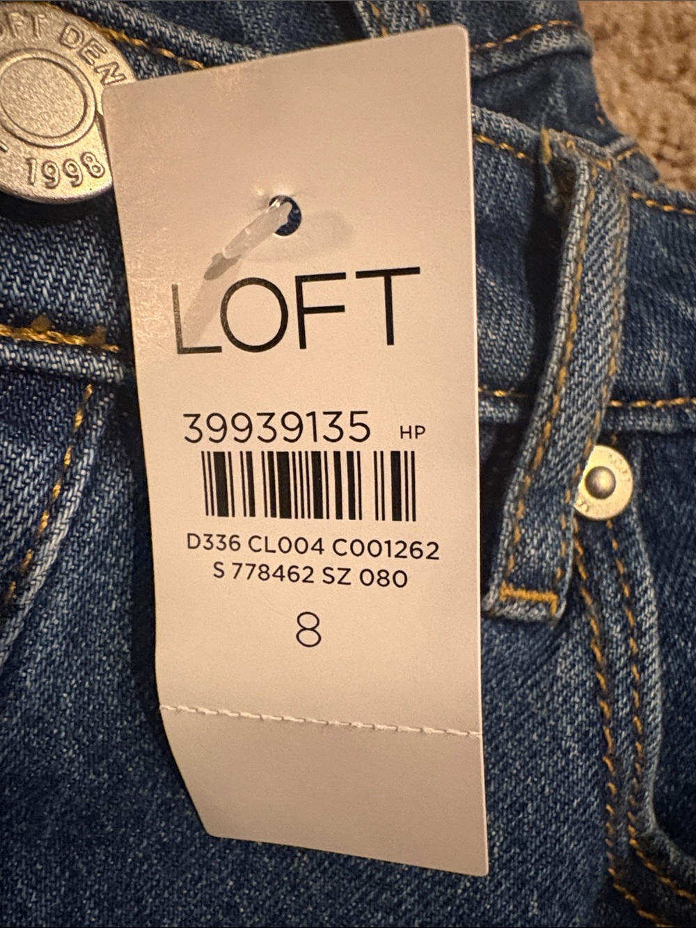 LOFT Dark Blue Button-Front Denim Midi Skirt with Front Slit - Picture 4 of 4